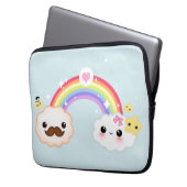 Kawaii Wolkenpaare mit Regenbogen und Sternen Laptopschutzhülle (Vorderseite Links)