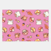 Kawaii Woodland Tiere und Pilze Muster Geschenkpapier Set (Vorderseite 2)