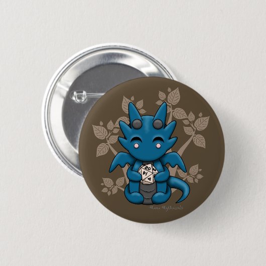 Kawaii Würfel-Drache-Knopf-Button Button (Vorne & Hinten)