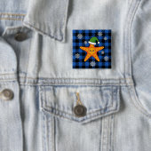 Kawaii Xmas Starfish auf Blue Buffalo Muster Button (Beispiel)