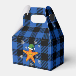 Kawaii Xmas Starfish auf Blue Buffalo Muster Geschenkschachtel