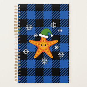 Kawaii Xmas Starfish auf Blue Buffalo Muster Planer