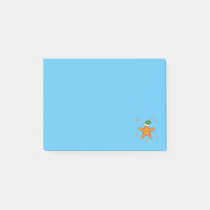Kawaii Xmas Starfish auf Blue Buffalo Muster Post-it Klebezettel