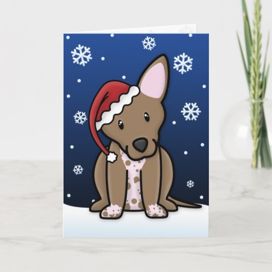Kawaii Xoloitzcuintli Weihnachtskarte Feiertagskarte (Vorderseite)