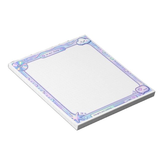 Kawaii Y2K Cyber Pastel Brain Dump Notepad Design Notizblock (angewinkelt)