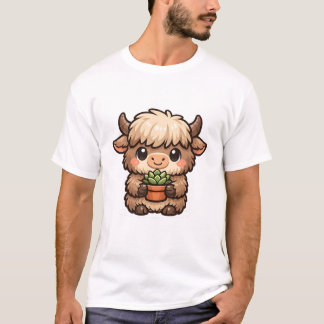 Kawaii Yak mit Sukkulente T-Shirt