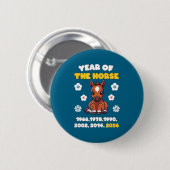 Kawaii Year Of Horse Chinese Zodiac 2026 Animal Button (Vorne & Hinten)