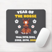 Kawaii Year Of Horse Chinese Zodiac 2026 Animal  Mousepad (Mit Mouse)