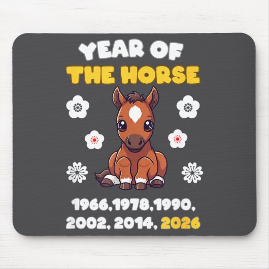 Kawaii Year Of Horse Chinese Zodiac 2026 Animal  Mousepad (Vorne)