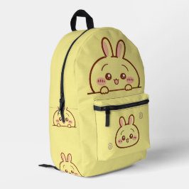 Kawaii Yellow Bunny Backpack - Cute School Bedruckter Rucksack