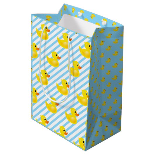 Kawaii Yellow Rubber Duck Pattern Mittlere Geschenktüte (Rückseite Schrägansicht)