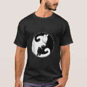 Kawaii Yin Yang Black Cat With Moon Crescent Head T-Shirt (Vorderseite)