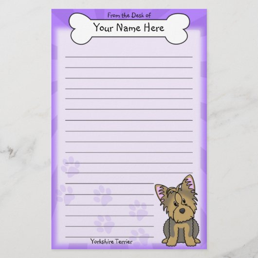Kawaii Yorkshire Terrier Briefpapier (Vorderseite)