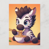 Kawaii Zebra Eating Ramen Postkarte (Vorderseite)