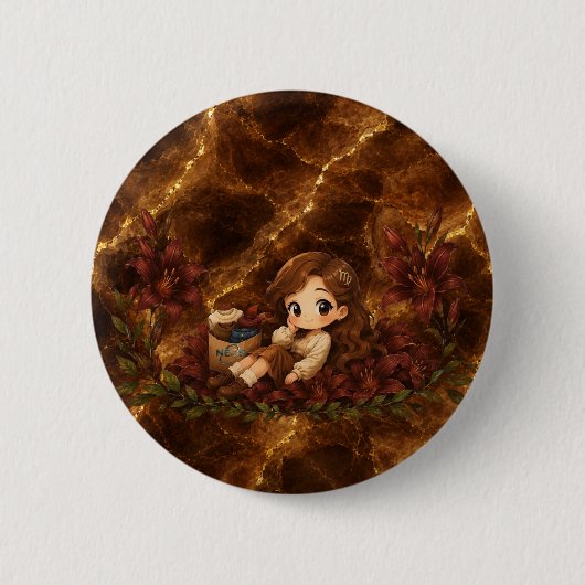Kawaii Zodiac Neos Jungfrau Button (Vorderseite)