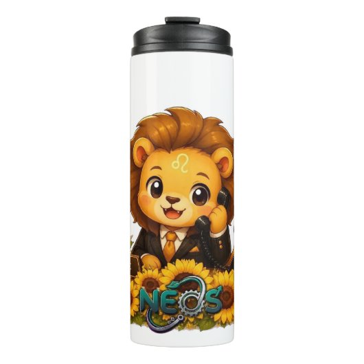 Kawaii Zodiac Neos Löwe Thermosbecher (Vorderseite)