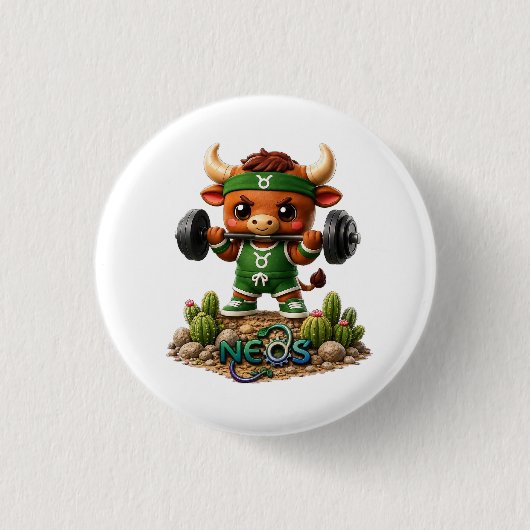 Kawaii Zodiac Neos Stier Button (Vorderseite)