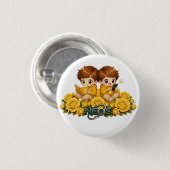 Kawaii Zodiac Neos Zwillinge Button (Vorne & Hinten)