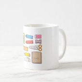 Kawaii Zurück zu Schulmaterial Doodle Muster Kaffeetasse (VorderseiteRechts)