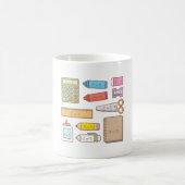 Kawaii Zurück zu Schulmaterial Doodle Muster Kaffeetasse (Mittel)