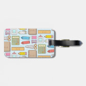 Kawaii zurück zum Schulmaterial-Muster für Mädchen Gepäckanhänger (Rückseite horizontal)