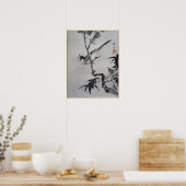 Kawanabe Kyōsai Singing Bird in einer Zweigstelle Poster (Küche)