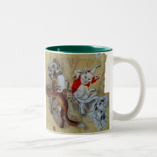 kawanabe kyosai, Tanuki and monster cat Zweifarbige Tasse (Rechts)