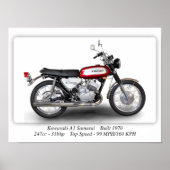 Kawasaki A1 Samurai Motorrad A3 Poster (Vorne)