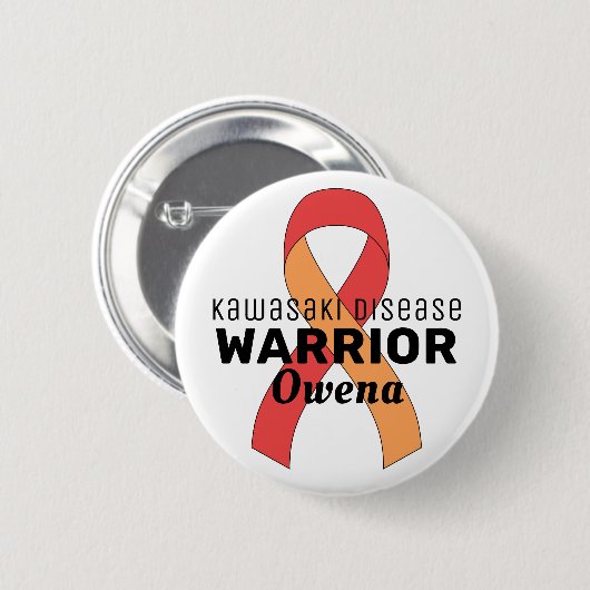 Kawasaki Disease Warrior Ribbon White Button (Vorne & Hinten)