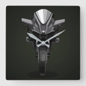 Kawasaki H2R | Black background Quadratische Wanduhr (Vorderseite)