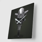 Kawasaki H2R | Black background Quadratische Wanduhr (Winkel)