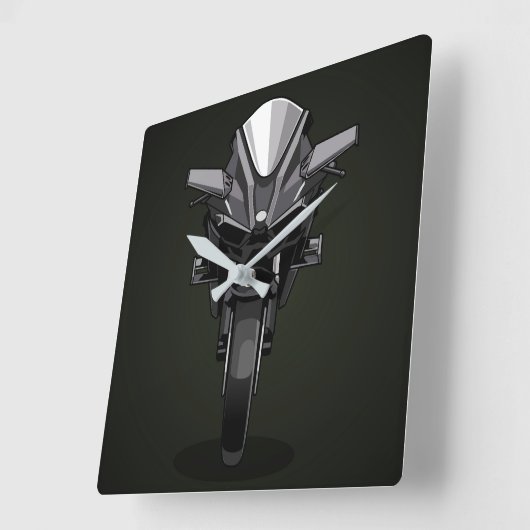 Kawasaki H2R | Black background Quadratische Wanduhr (Winkel)