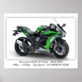 Kawasaki H2SX SE Ninja Motorrad - A3 Poster (Vorne)