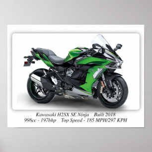 Kawasaki H2SX SE Ninja Motorrad - A3 Poster
