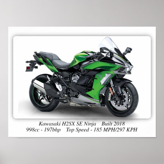 Kawasaki H2SX SE Ninja Motorrad - A3 Poster (Vorne)