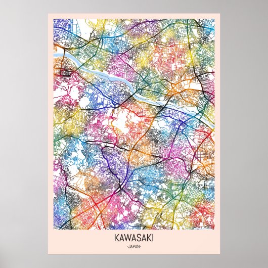 Kawasaki Japan City Map Poster (Vorne)