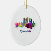 Kawasaki-Skyline in Aquarellfarbe Keramikornament (Rechts)