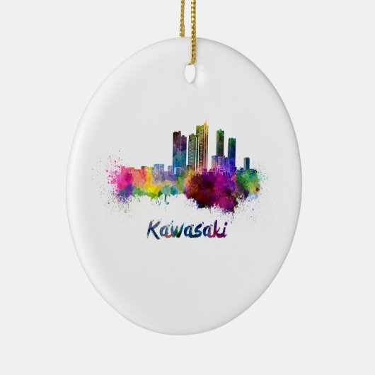 Kawasaki-Skyline in Aquarellfarbe Keramikornament (Rechts)
