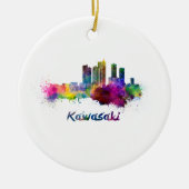 Kawasaki-Skyline in Aquarellfarbe Keramikornament (Vorne)
