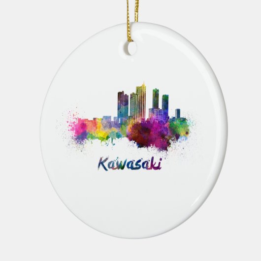 Kawasaki-Skyline in Aquarellfarbe Keramikornament (Links)