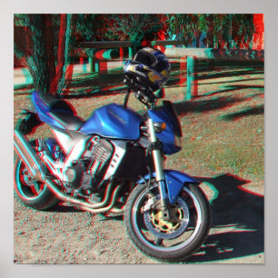Kawasaki Z1000 Motorrad 3D Anaglyph-Poster Poster