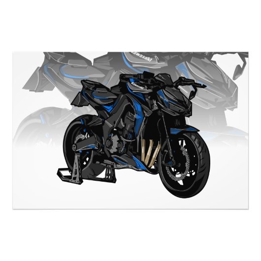 Kawasaki Z900 with special background Fotodruck (Vorne)