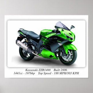 Kawasaki ZZR1400 Motorrad - A3 Poster