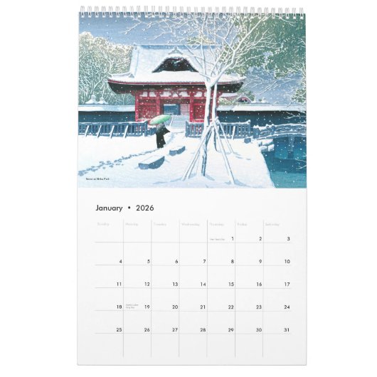 Kawase Hasui Landschaft 2 Medium Kalender (Jan 2026)