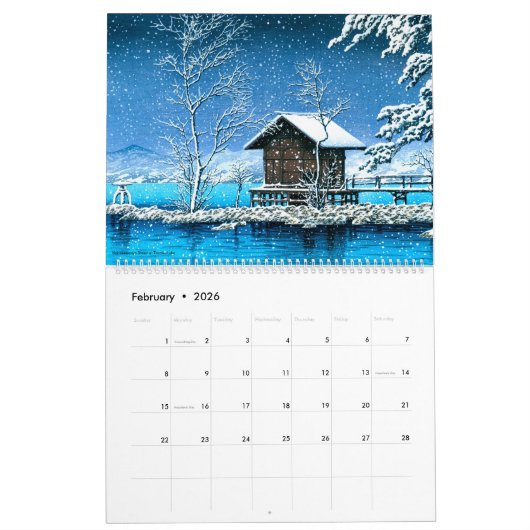 Kawase Hasui Landschaft Kalender (Feb 2026)