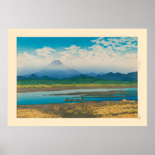 Kawase Hasui Mt Fuji vom Fluss Banyu aus gesehen Poster