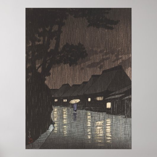 Kawase Hasui Rain in Maekawa japanische Kunst Poster (Vorne)
