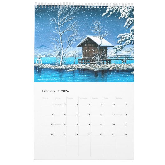 Kawase Hasui Scenery (M) Kalender (Feb 2026)