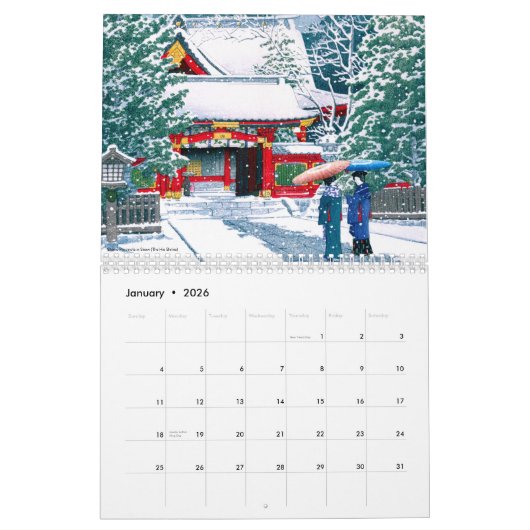 Kawase Hasui Scenery (M) Kalender (Jan 2026)