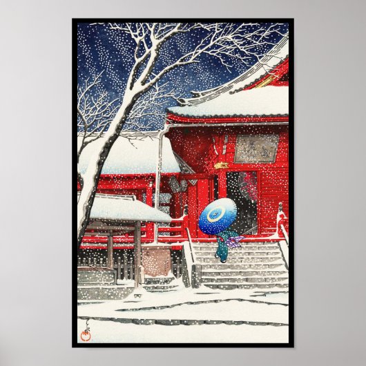 Kawase Hasui Snow at Ueno Kiyomizudo hangart Poster (Vorne)